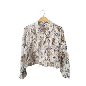 Future Collective Floral Print Cropped Button-Up Size XL
